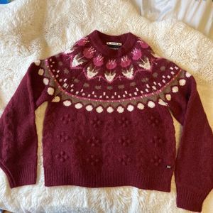 Scotch & Soda Amsterdam Pink Tulip 3D Alpaca Wool Blend Knit Fair Isle Sweater S